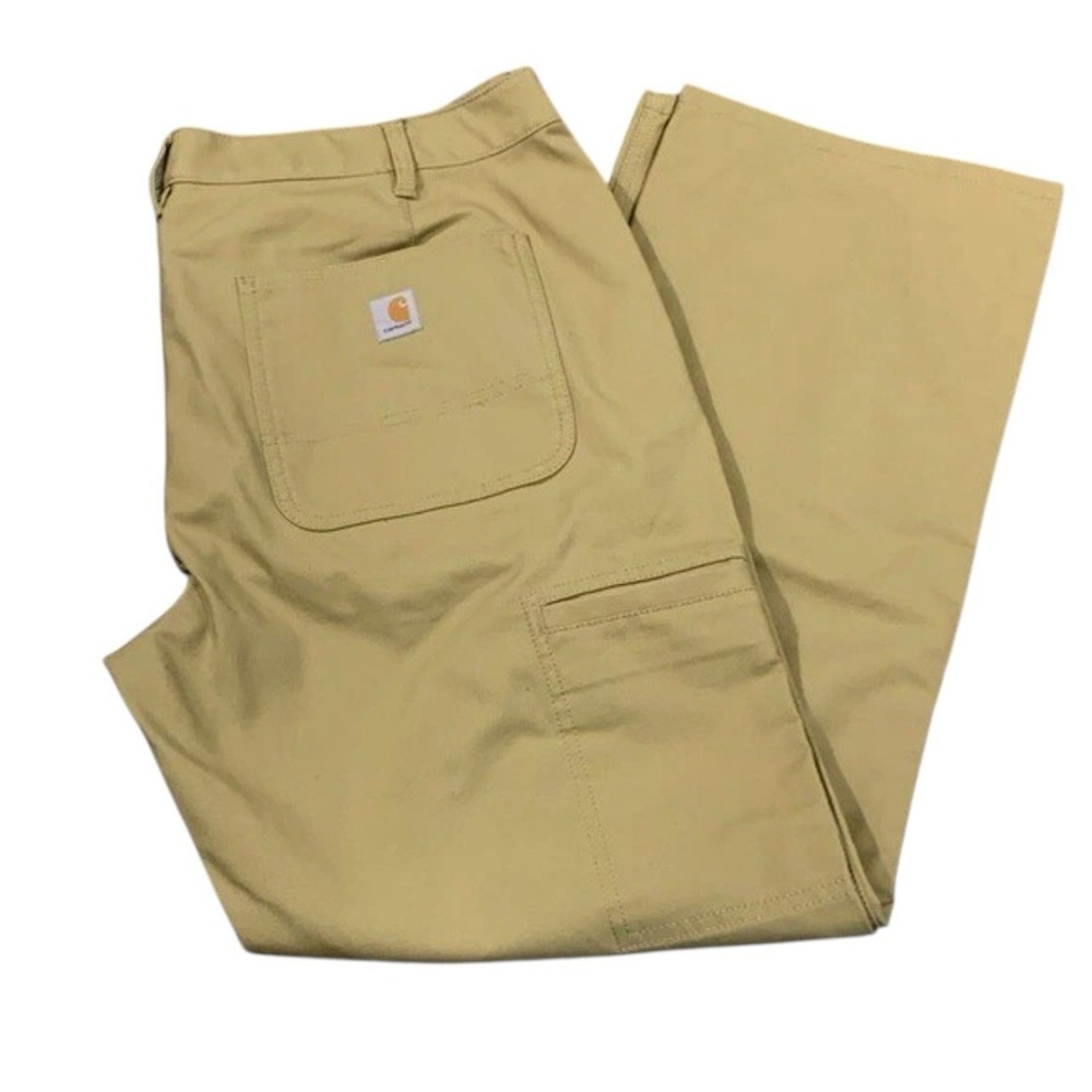 Carhartt Rugged Flex Loose Fit‎ Canvas Work Pants Tan Mens 14 Short Utility Work